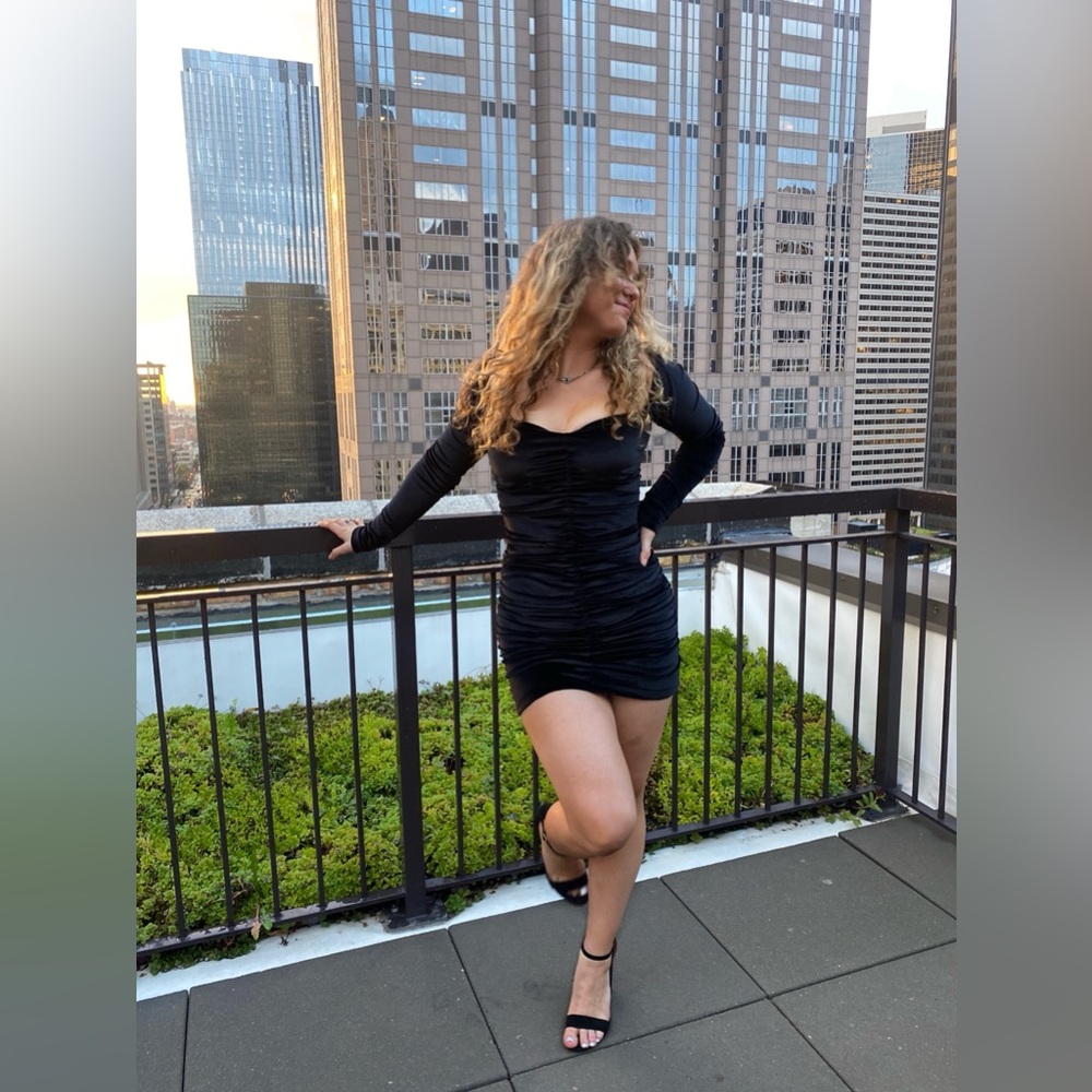 Elegant Black Ruched Dress